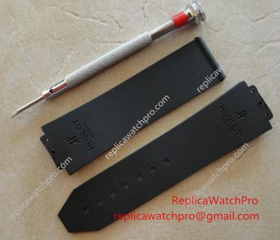 Replica Hublot Black Smooth Rubber band 24mm - Buy Hublot Strap Replacement